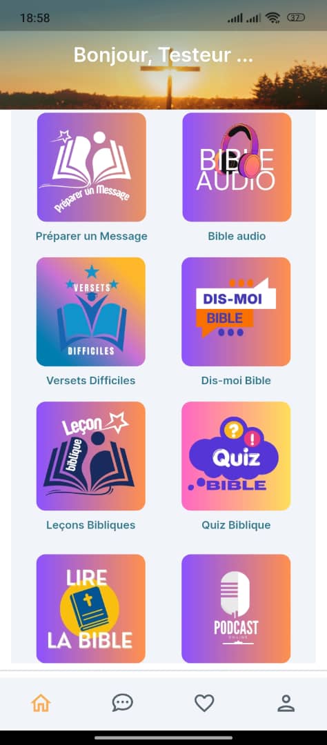 Écran d'accueil de l'application Go Sermon